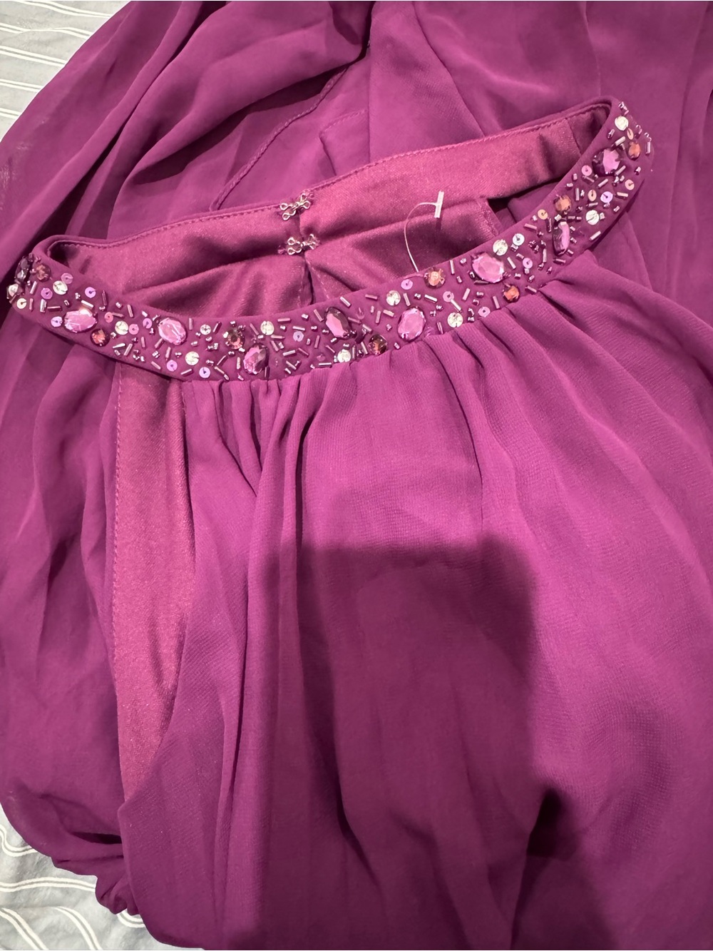 Girls Fuchsia Beaded Waist Dress